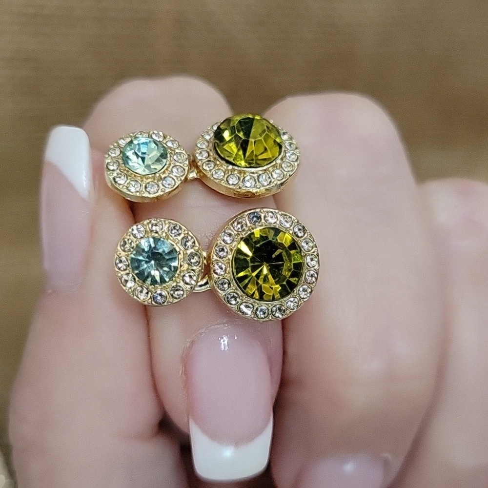 🔥LAST PAIR🔥 DAINTY PERIDOT AQUAMARINE HINGED DROP EARRINGS